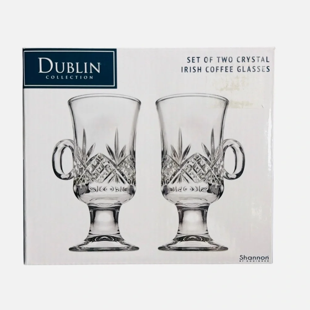 Shannon by Godinger Dublin Collection Set of 2 Crystal Irish Coffee Glasses